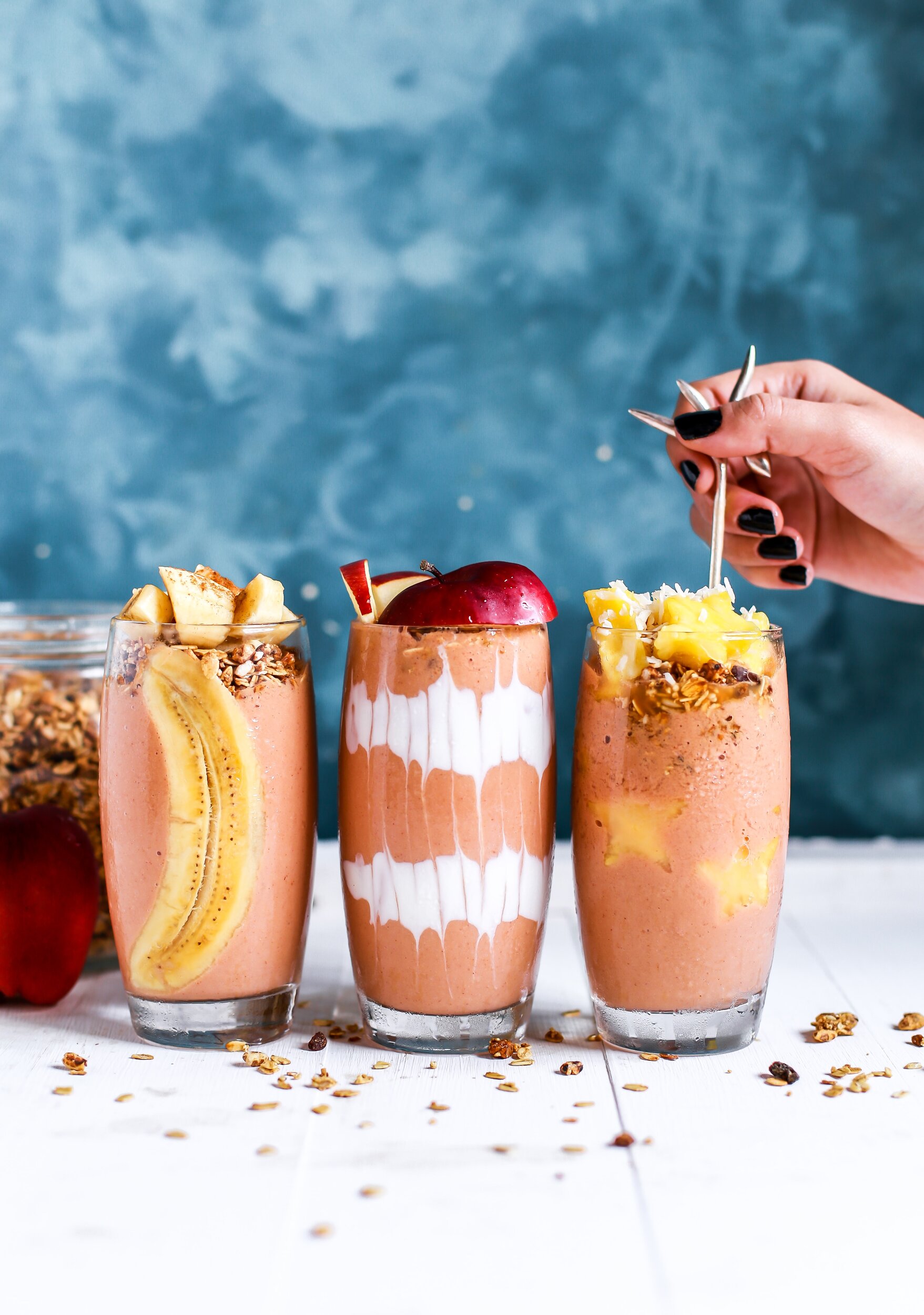 smoothies on a table