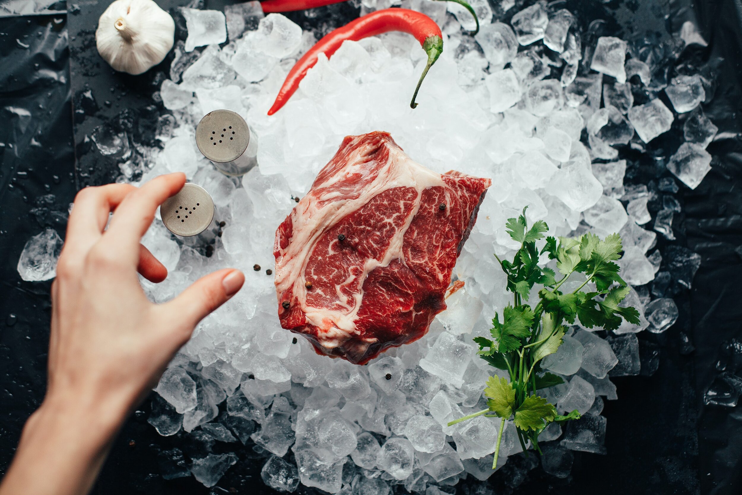 steak in ice